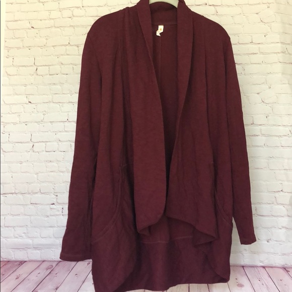 Lucy Burgundy/Wine red open jacket with pockets - Picture 2 of 6